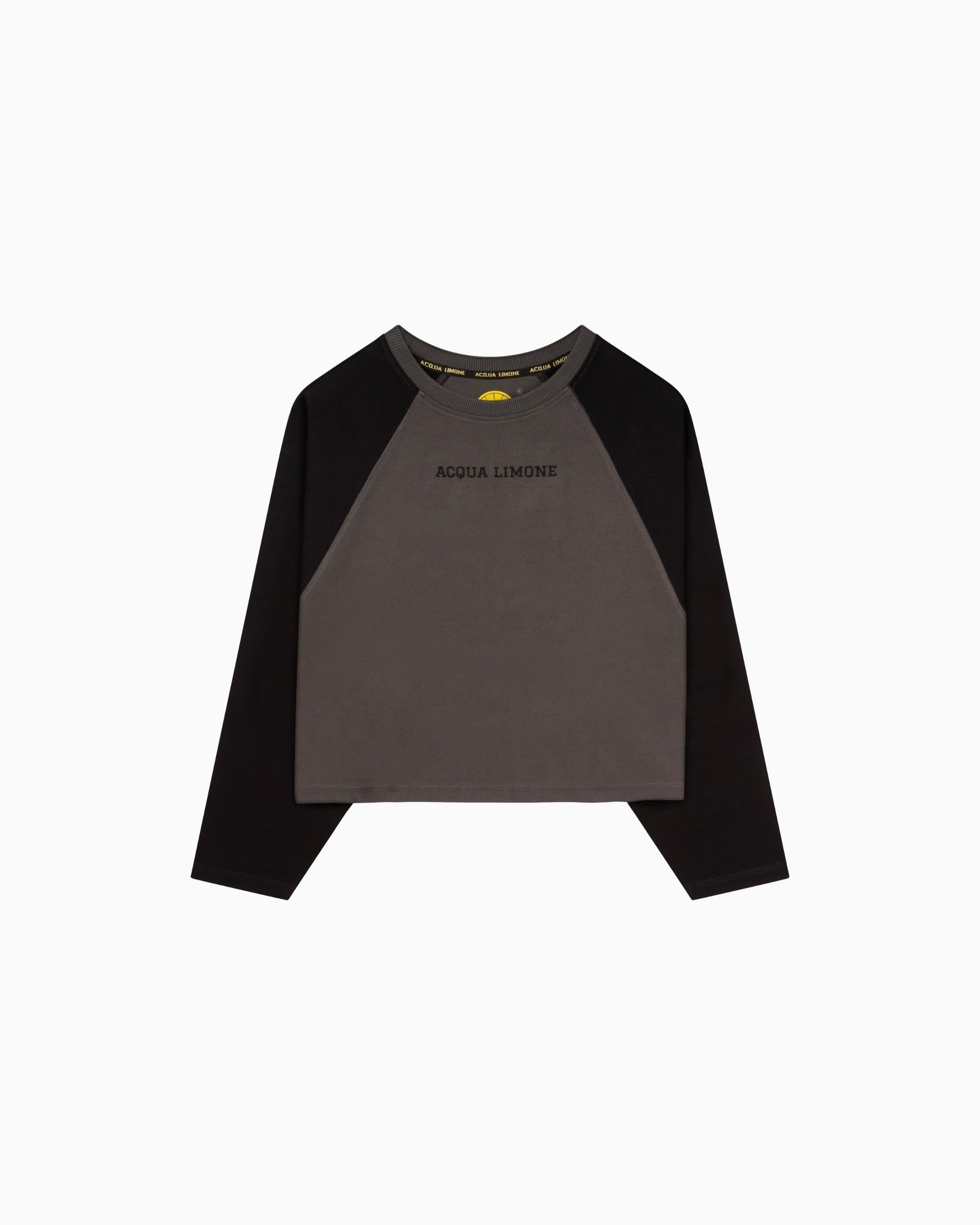 Cropped Varsity LS Tee - Anthracite/Black - Acqua Limone