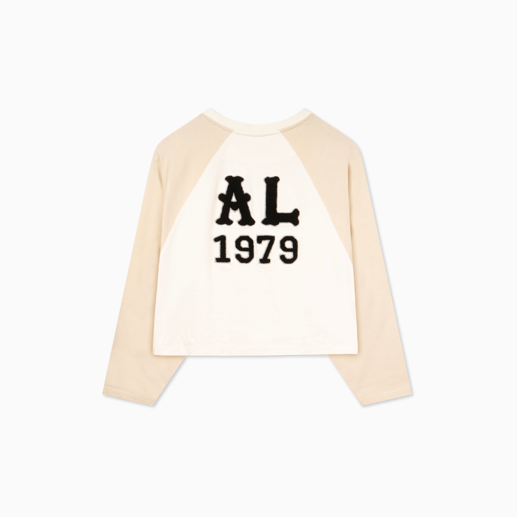Cropped Varsity LS Tee - Ecru/Khaki