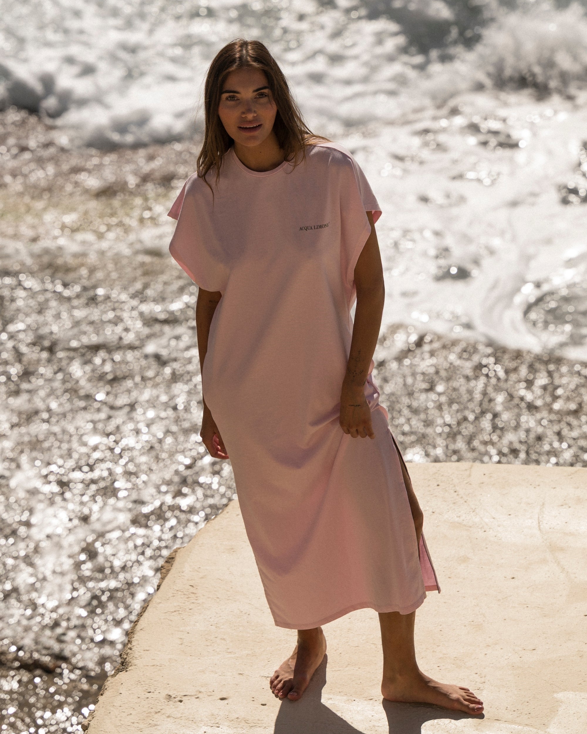 Donna Long Dress - Pale Pink - Acqua Limone