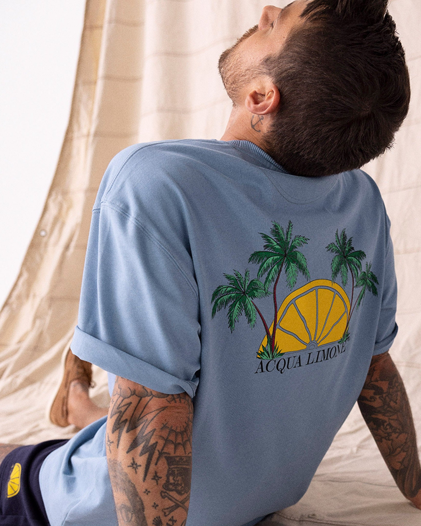 Heavy Tee Palm Tree - Corn Blue - Acqua Limone