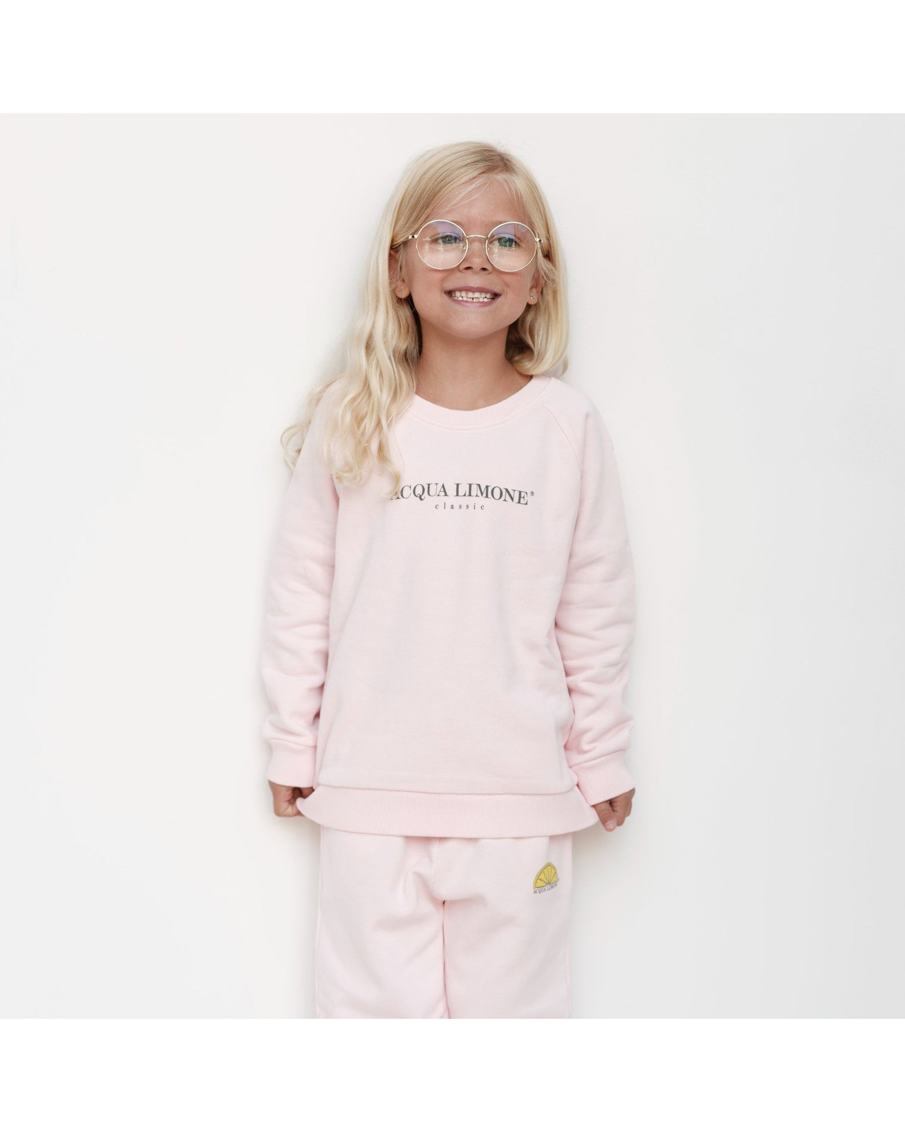 Kids College Sweatshirt – Pale Pink - Acqua Limone