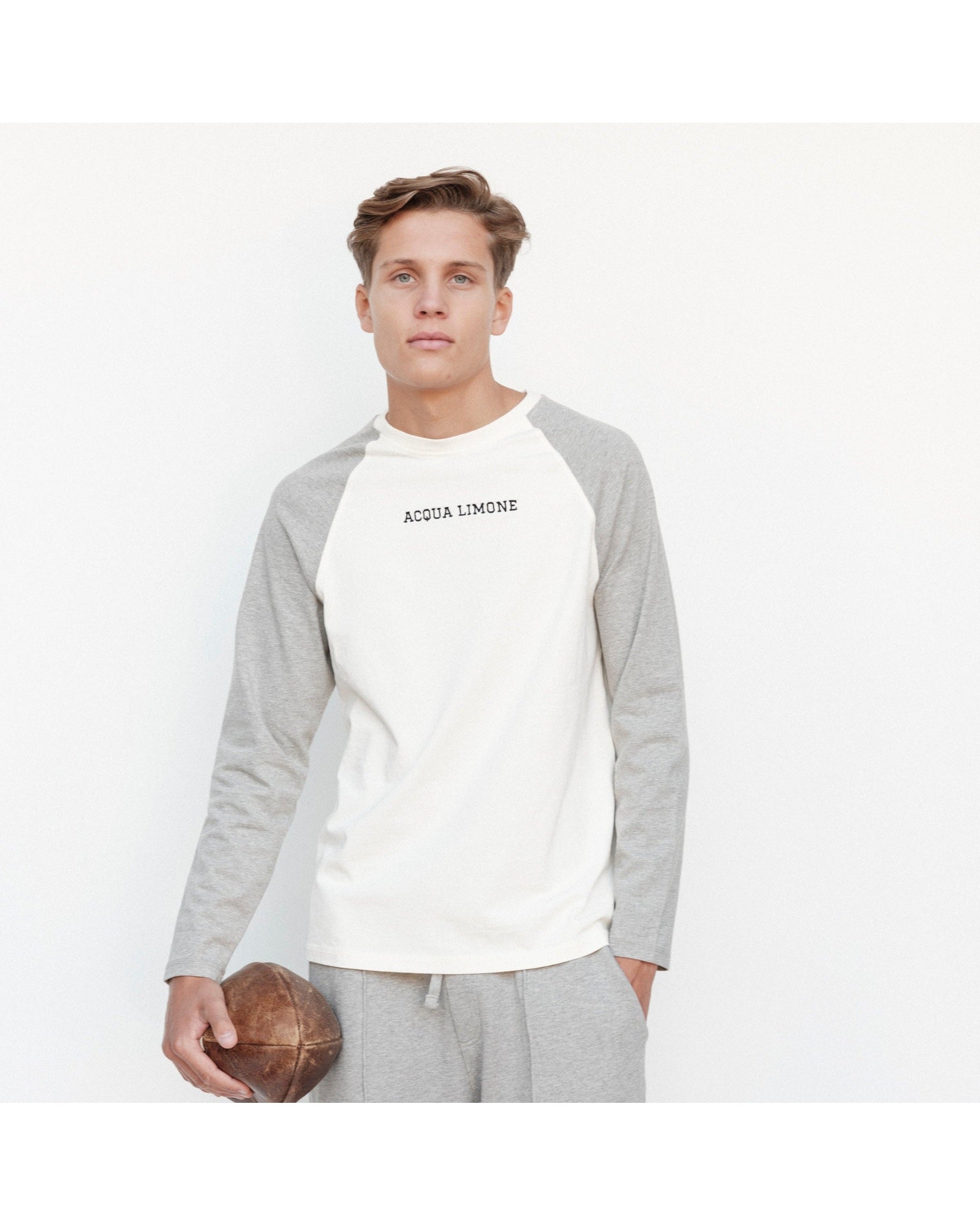 Heavy LS Tee Ivy - Ecru/American Grey - Acqua Limone
