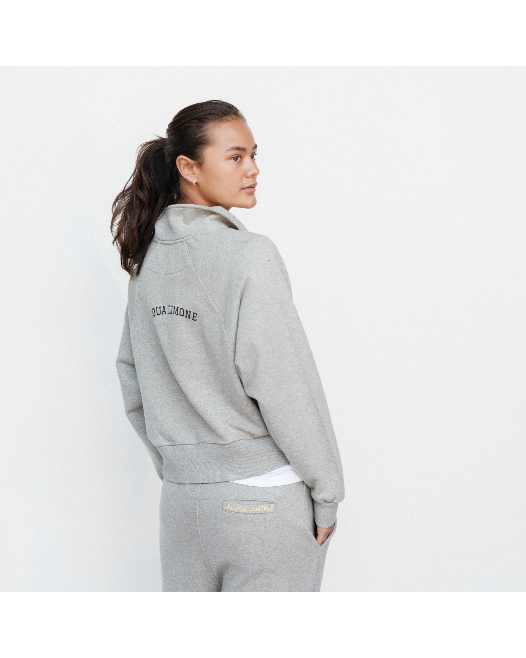 Cropped Ivy Half Zip - American Grey - Acqua Limone