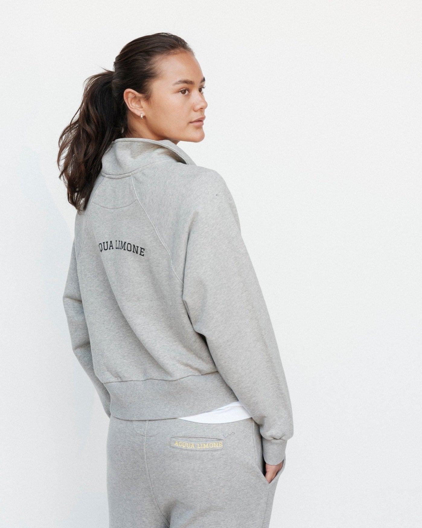 Cropped Ivy Half Zip - American Grey - Acqua Limone