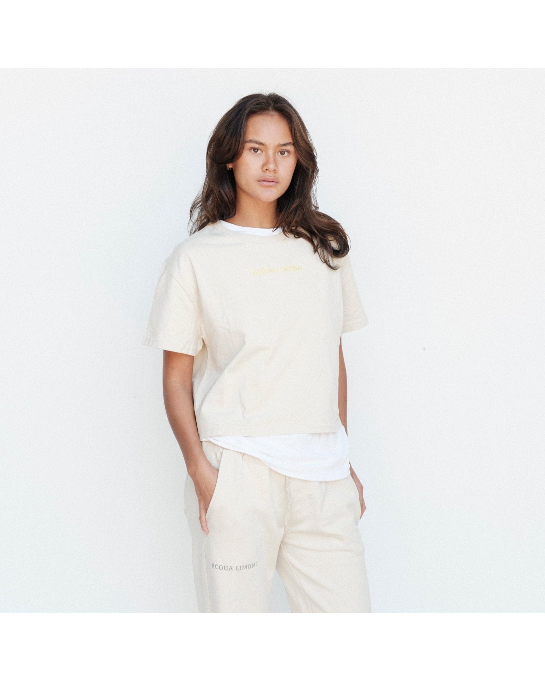 Cropped Ivy Tee - Khaki - Acqua Limone