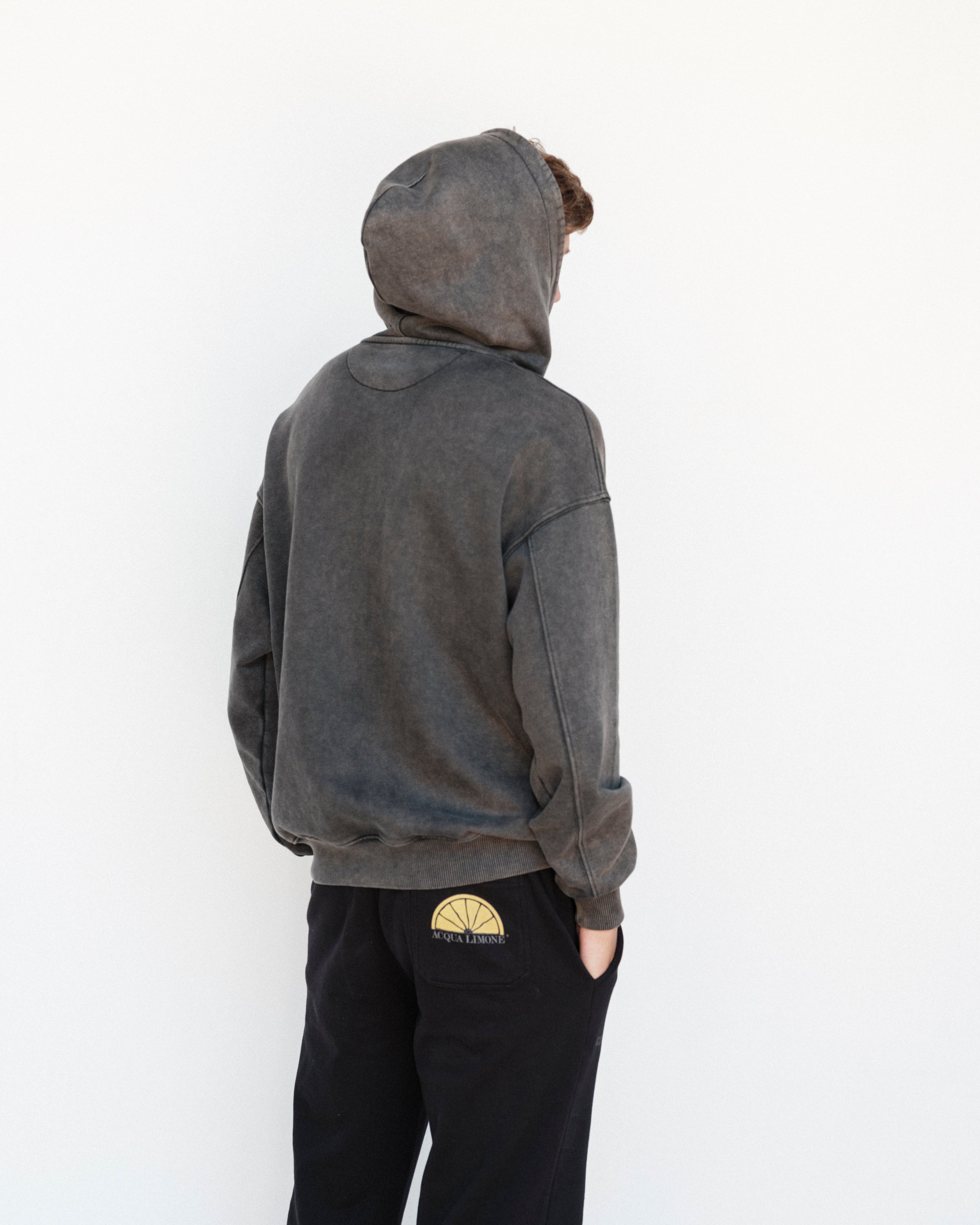 Washed Hoodie - Black - Acqua Limone