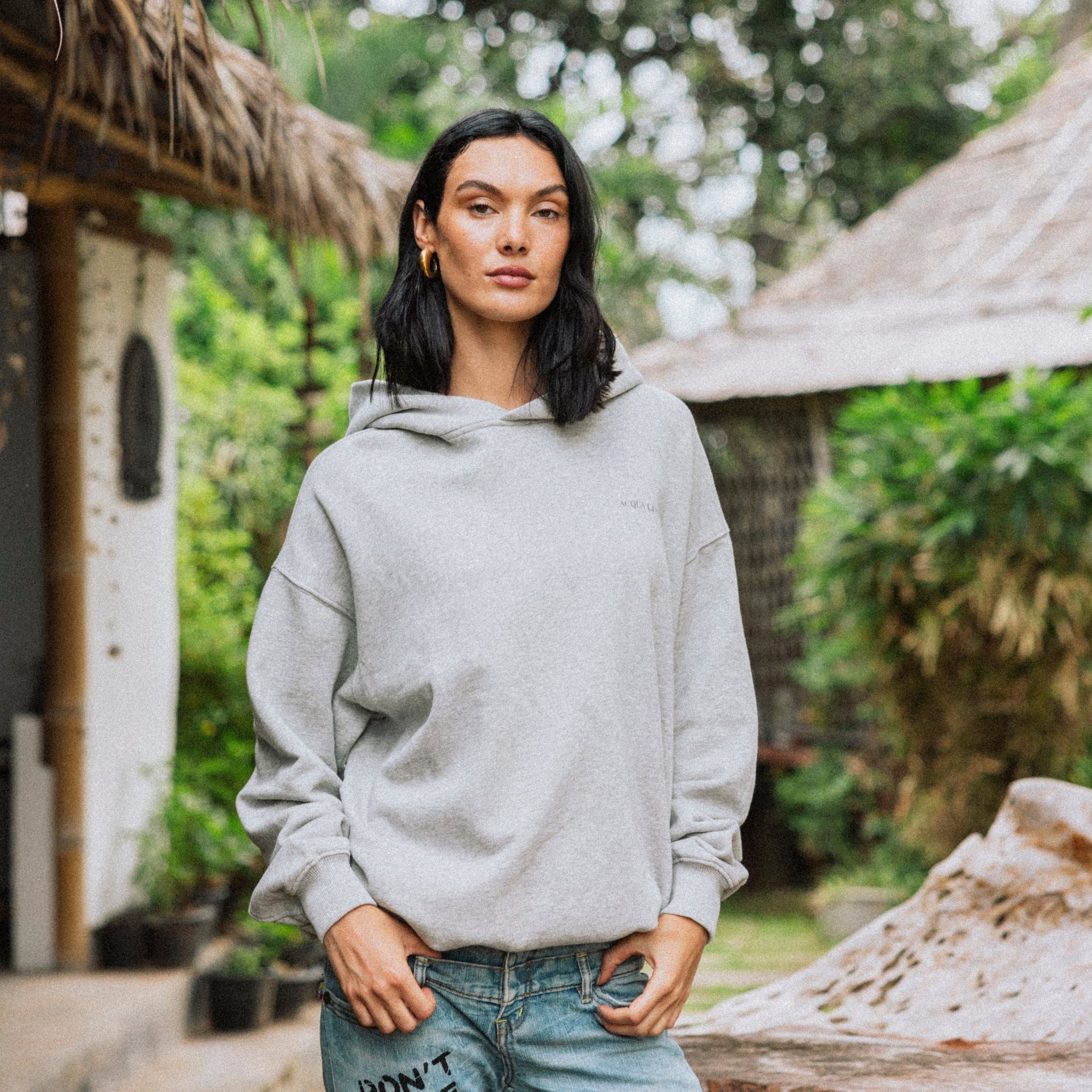 Oversized Hood - American Grey - Acqua Limone