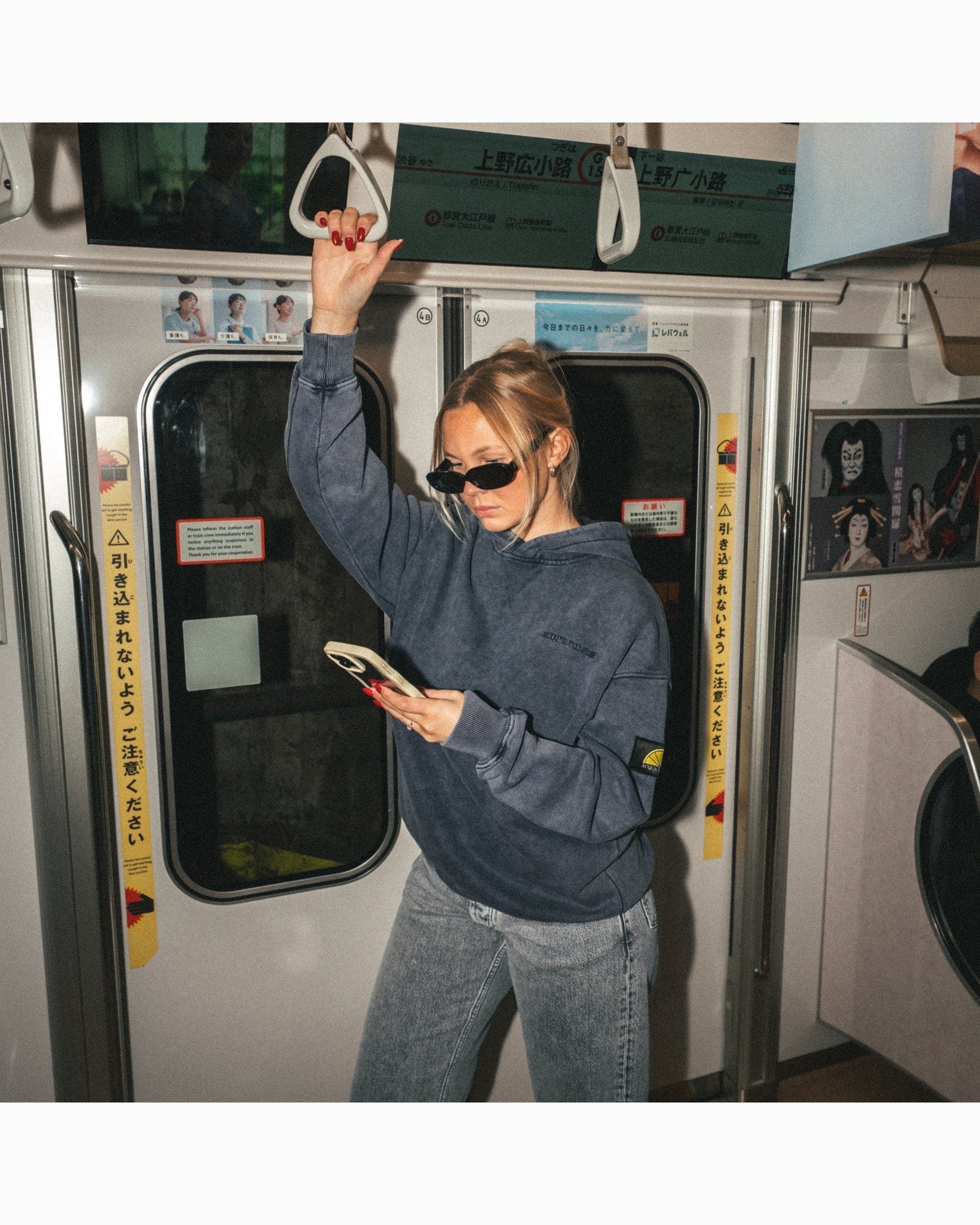 Washed Hoodie - Navy - Acqua Limone