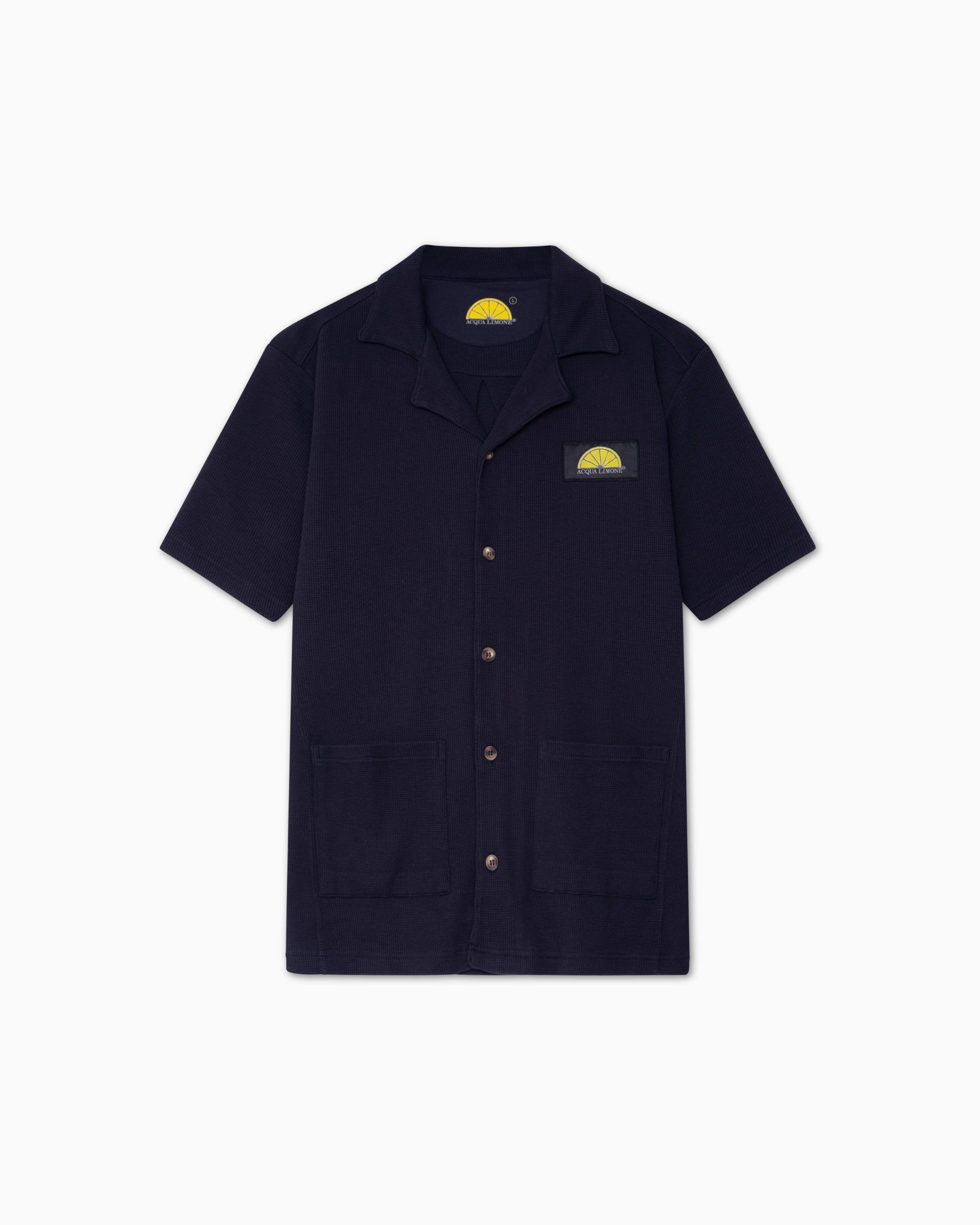 Alassio Waffle Shirt - Navy - Acqua Limone