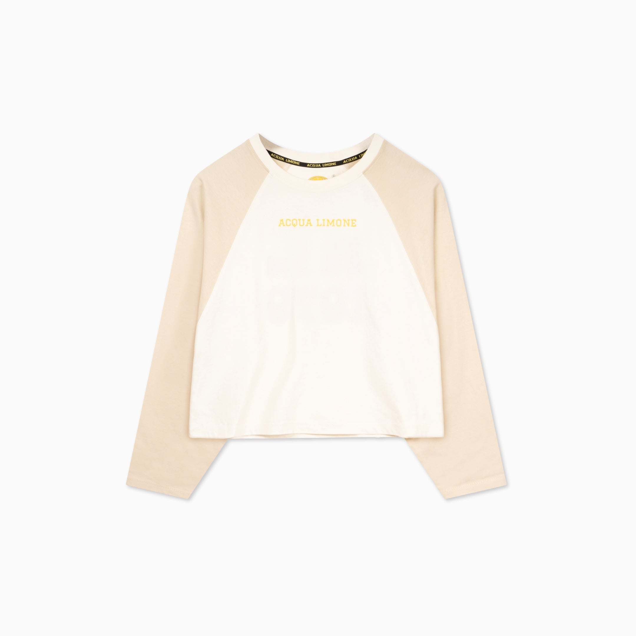 Cropped Varsity LS Tee - Ecru/Khaki