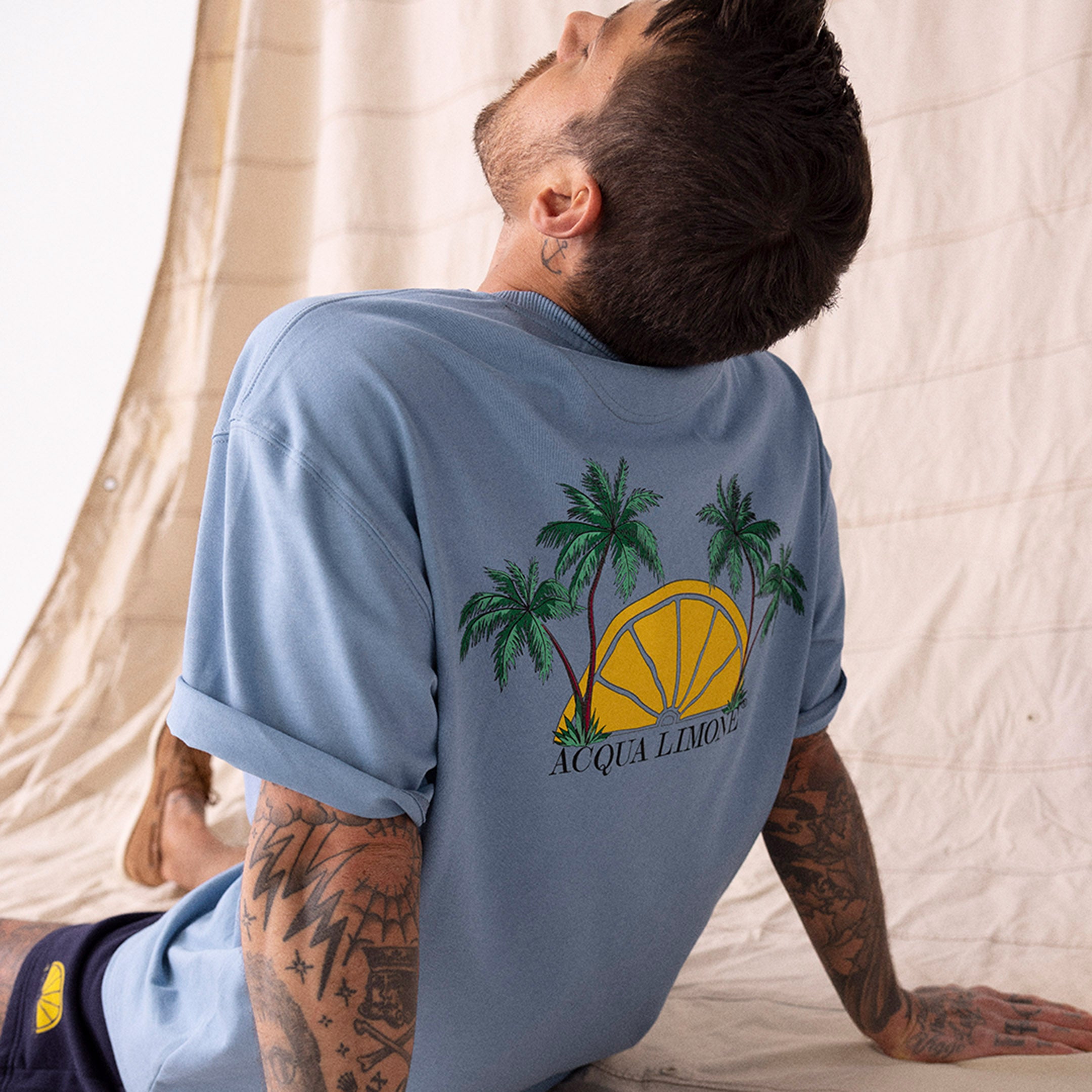 Heavy Tee Palm Tree - Corn Blue