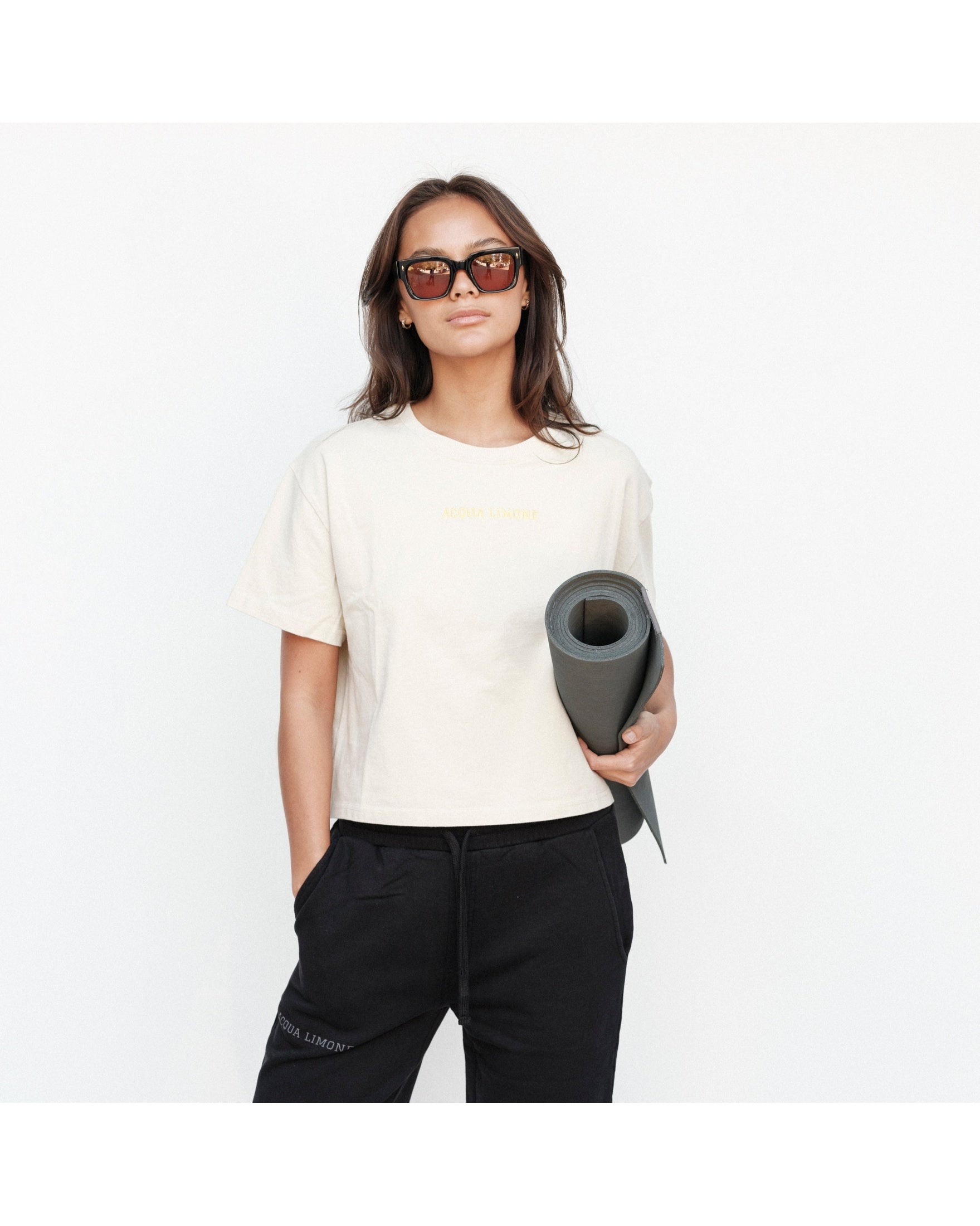 Cropped Ivy Tee - Khaki - Acqua Limone