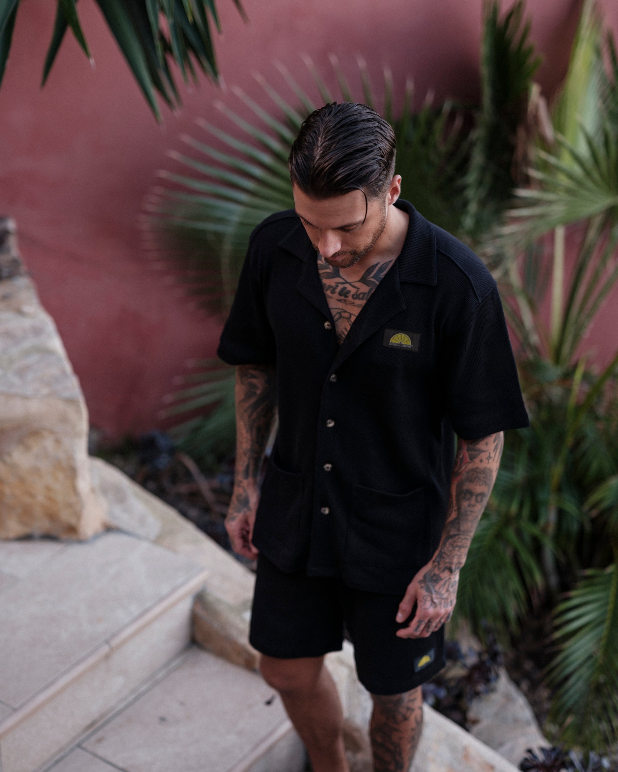 Alassio Waffle Shirt - Navy - Acqua Limone