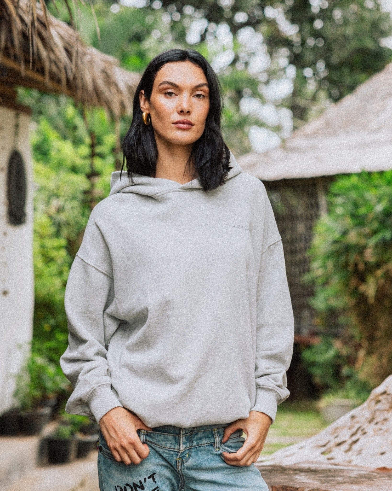 Oversized Hood - American Grey - Acqua Limone