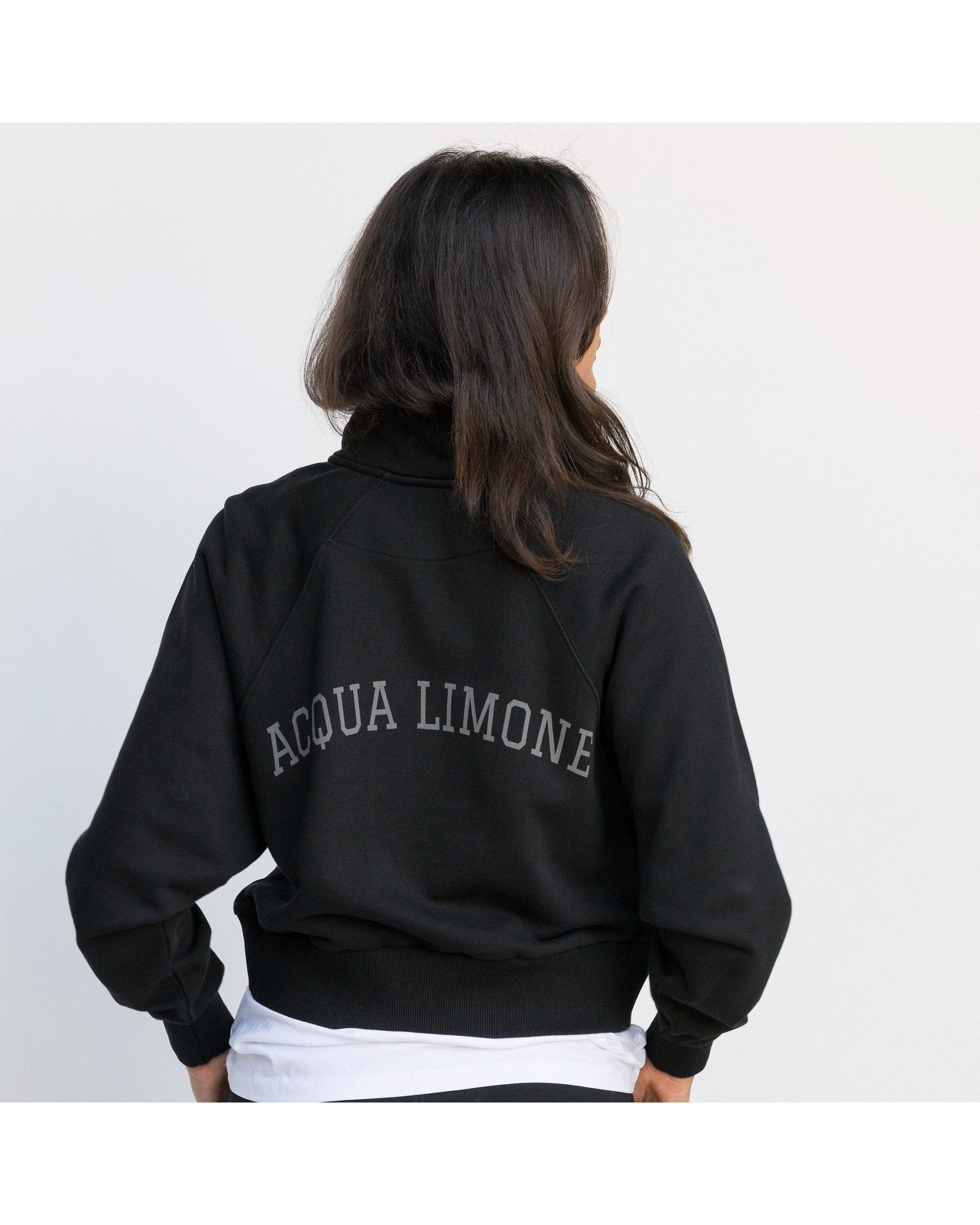 Cropped Ivy Half Zip - Black - Acqua Limone