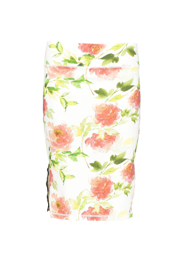Donna Long Skirt Co/Ly Flower Print, S/M - Acqua Limone