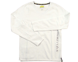 College V-Neck - White - Acqua Limone